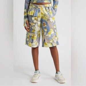 Collina Strada Blue and Yellow Floral Cargo Shorts